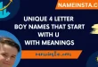 Unique 4 Letter Boy Names That Start With U With Meanings