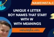 Unique 4 Letter Boy Names That Start With W With Meanings